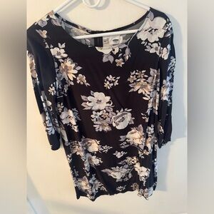 Old Navy Black Floral Long Sleeve Dress